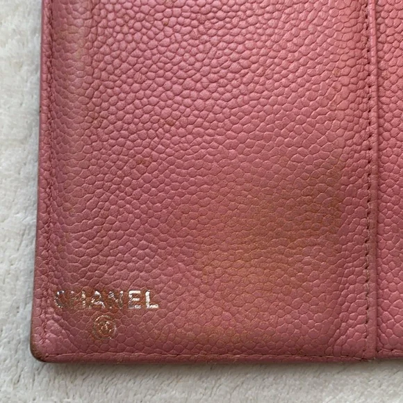 Authentic Chanel pink leather long wallet